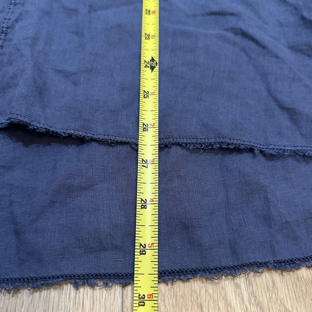 XCVI Blue 100% Linen Blouse Size M Relaxed Beach 3/4 Sleeves Lagenlook - Picture 5 of 7